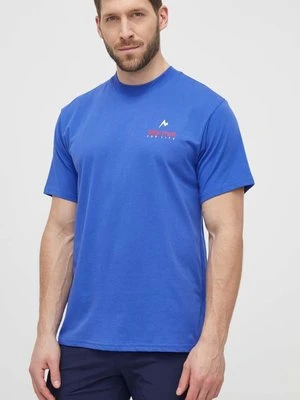 Marmot t-shirt sportowy Marmot For Life kolor niebieski z nadrukiem