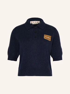 Marni Koszulka Polo Z Kaszmirowej Dzianiny blau