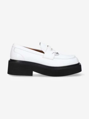 Marni mokasyny skórzane Moccasin Shoe damskie kolor biały na platformie MOMS003904.P3731-BIALY