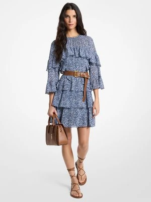 Marszczona kwiecista sukienka mini z żorżety MICHAEL Michael Kors