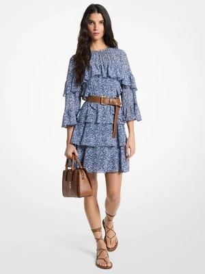 Marszczona kwiecista sukienka mini z żorżety MICHAEL Michael Kors