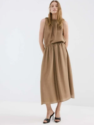 Marszczona spódnica midi brązowy - Kobieta - - MANGO