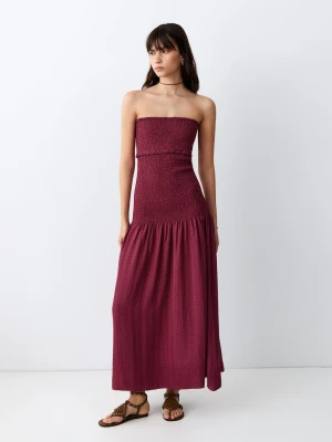 Marszczona sukienka bez ramiączek kasztanowy - Dziewczyna - - MANGO TEEN