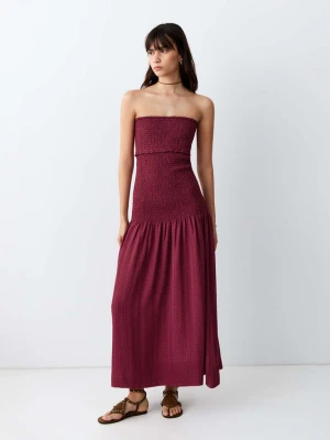 Marszczona sukienka bez ramiączek kasztanowy - Dziewczyna - - MANGO TEEN