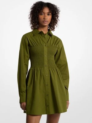 Marszczona sukienka koszulowa z elastycznej popeliny bawełnianej MICHAEL Michael Kors