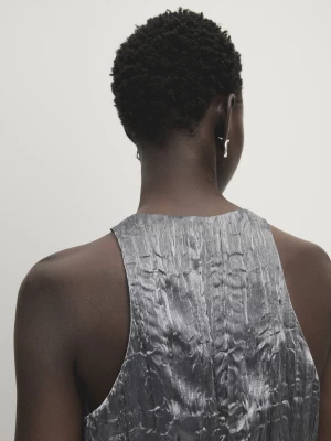 Marszczona Sukienka – Studio - Szary Antracytowy - - Massimo Dutti - Kobieta
