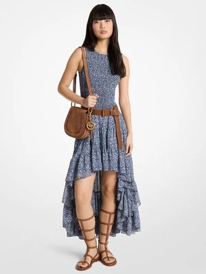 Marszczona sukienka z kwiecistej żorżety MICHAEL Michael Kors