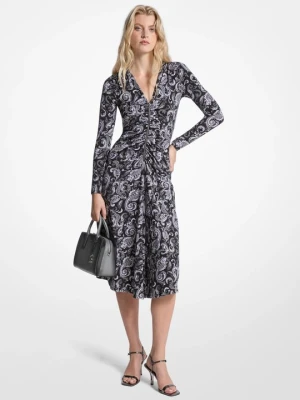 Marszczona sukienka z matowego dżerseju we wzór paisley Michael Kors
