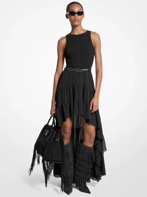 Marszczona sukienka z żorżety z falbanami MICHAEL Michael Kors