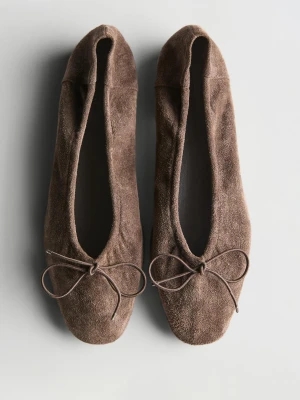 Marszczone Balerinki Z Kokardką - Khaki - - Massimo Dutti - Kobieta