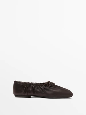 Marszczone Baleriny Z Kokardą - Brązowy - Massimo Dutti - Female
