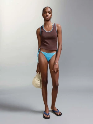 Marszczone bikini z figami ze średnim stanem niebieski - Dziewczyna - - MANGO TEEN