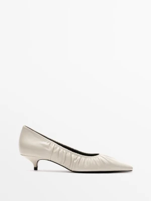 Marszczone Czółenka Na Obcasie — Skóra - Biały - Massimo Dutti - Female