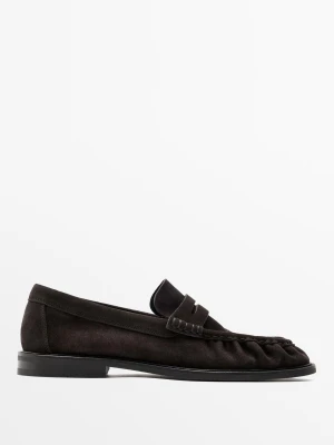 Marszczone Mokasyny Z Zamszu - Brązowy - Massimo Dutti - Male