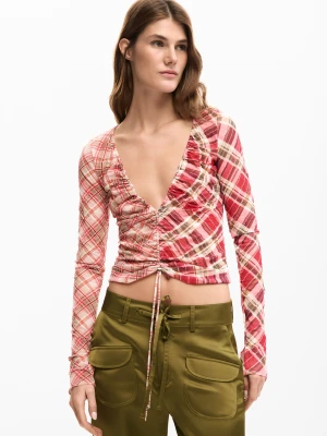 Marszczony dekolt koszulki Desigual