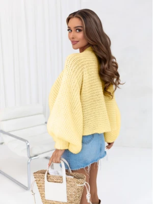 Marszczony sweter z wełną CADDY - bananowy  magmac 