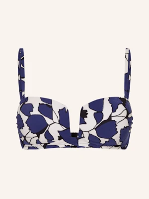 Maryan Mehlhorn Góra Od Bikini Bandeau Blue Leaves blau