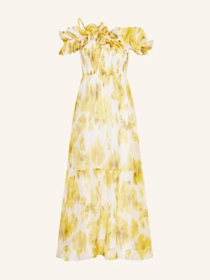 Maryan Mehlhorn Sukienka Plażowa Soft Focus Florals Z Lnem I Jedwabiem gelb