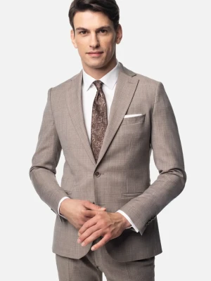 MARYNARKA ALEGIA BEŻOWA REGULAR FIT JEDNORZĘDOWA Z WEŁNĄ Recman