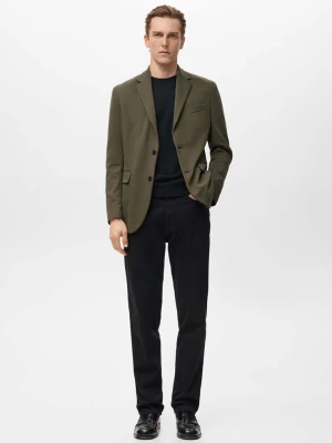 Marynarka bawełniana slim fit z teksturą khaki - Mężczyzna - - MANGO MAN