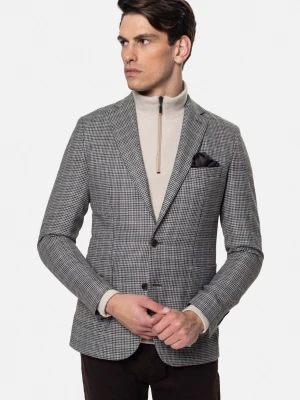 MARYNARKA BENKEN SZARA SLIM FIT JEDNORZĘDOWA Z WEŁNĄ Recman