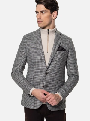 MARYNARKA BENKEN SZARA SLIM FIT JEDNORZĘDOWA Z WEŁNĄ Recman