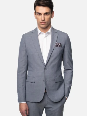 MARYNARKA COMINO NIEBIESKA SUPER SLIM FIT JEDNORZĘDOWA Z WEŁNĄ Recman