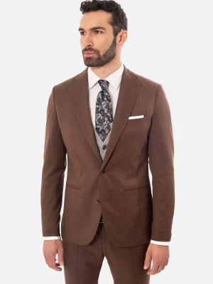 MARYNARKA CREBERT BRĄZOWA SLIM FIT JEDNORZĘDOWA Z WEŁNĄ Recman