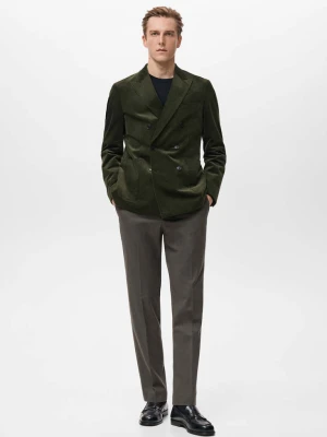 Marynarka dwurzędowa slim fit ze sztruksu zielony - Mężczyzna - - MANGO MAN