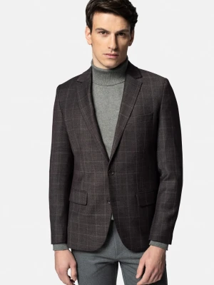 MARYNARKA GANDARA FIOLETOWA SLIM FIT JEDNORZĘDOWA Z WEŁNĄ Recman