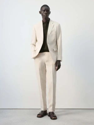 Marynarka garniturowa Amalfi slim fit z 100% lnu kremowy / écru - Mężczyzna - - MANGO MAN