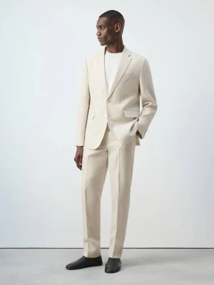 Marynarka garniturowa Amalfi slim fit z 100% lnu kremowy / écru - Mężczyzna - - MANGO MAN