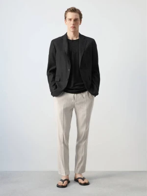 Marynarka garniturowa Amalfi slim fit z mieszanki lnu czarny - Mężczyzna - - MANGO MAN