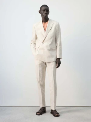 Marynarka garniturowa dwurzÄ™dowa Amalfi z 100% lnu slim fit kremowy / Ã©cru - MÄ™Å¼czyzna - - MANGO MAN