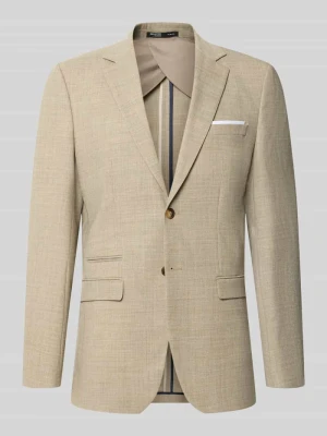 Marynarka garniturowa o kroju slim fit z dodatkiem wełny model ‘OASIS’ Selected Homme Piaskowy