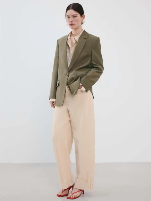 Marynarka garniturowa o prostym kroju z kieszeniami z klapami zielony - Kobieta - - MANGO