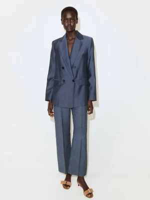 Marynarka garniturowa o prostym kroju z lyocellu niebieski - Kobieta - - MANGO