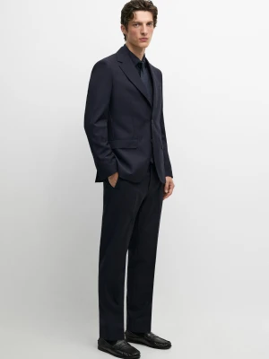 Marynarka Garniturowa O Strukturalnym Splocie - Granatowy - Massimo Dutti - Male
