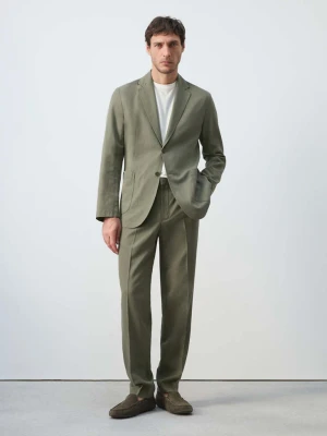 Marynarka garniturowa slim fit z lnu i lyocellu zielony - Mężczyzna - - MANGO MAN