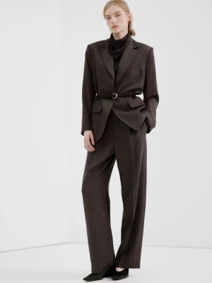 Marynarka garniturowa w prążki czekoladowy - Kobieta - - MANGO