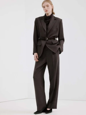 Marynarka garniturowa w prążki czekoladowy - Kobieta - - MANGO