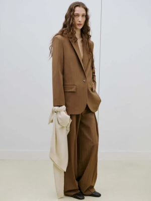 Marynarka garniturowa w prążki karmelowy brąz - Kobieta - - MANGO