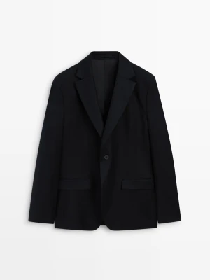 Marynarka Garniturowa Z Flaneli - Granatowy - Massimo Dutti - Male
