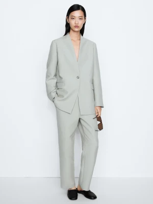 Marynarka Garniturowa Z Guzikiem - Studio - Szary Pop - Massimo Dutti - Female