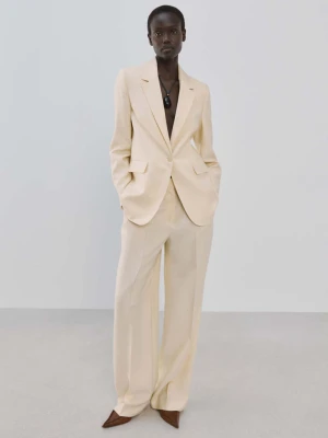 Marynarka garniturowa z lyocellu kremowy / écru - Kobieta - - MANGO
