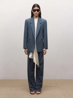 Marynarka garniturowa z mieszanki wełny niebieski - Kobieta - - MANGO