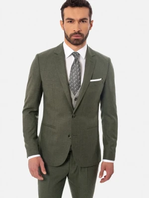 MARYNARKA GRANEN ZIELONA SLIM FIT JEDNORZĘDOWA Z WEŁNĄ Recman
