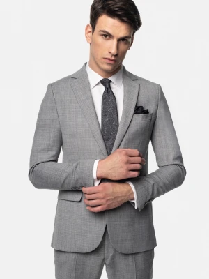 MARYNARKA GRESER SZARA SLIM FIT JEDNORZĘDOWA Z WEŁNĄ Recman