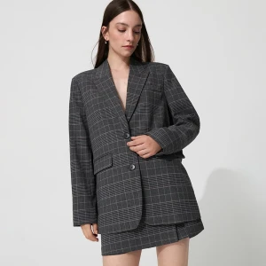 Marynarka jednorzędowa grafitowa w kratkę House