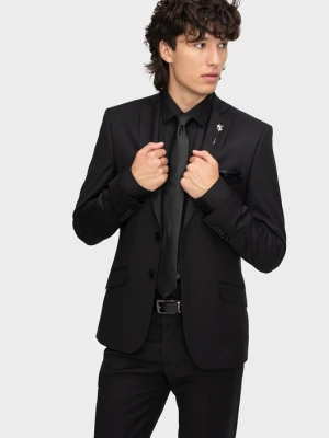 Marynarka LEONARDO 02400A90GSB Giacomo Conti czarny